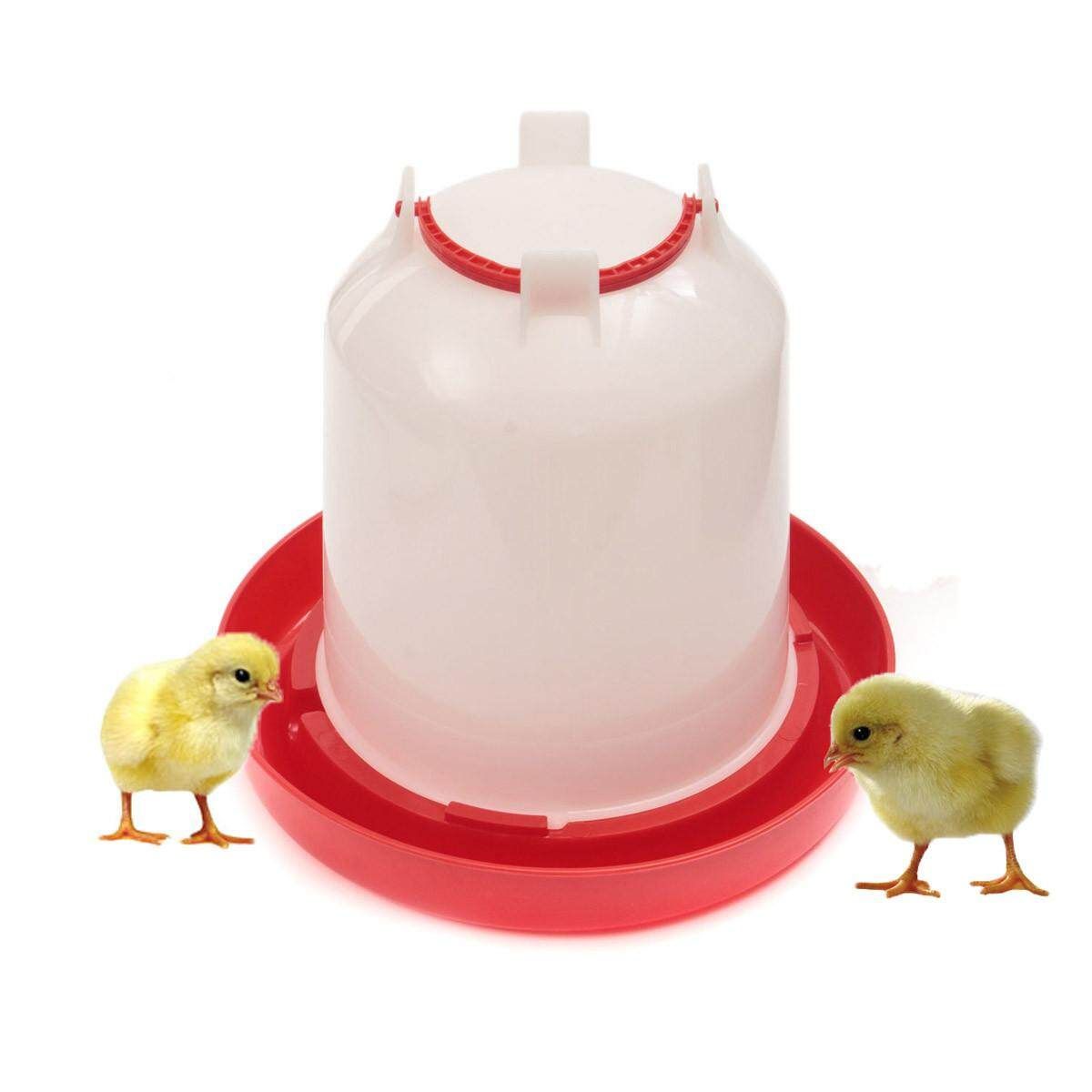 3 Liter Red Plastic Chicken Chicks Hen Poultry Feeder Drinker Waterer With Handle