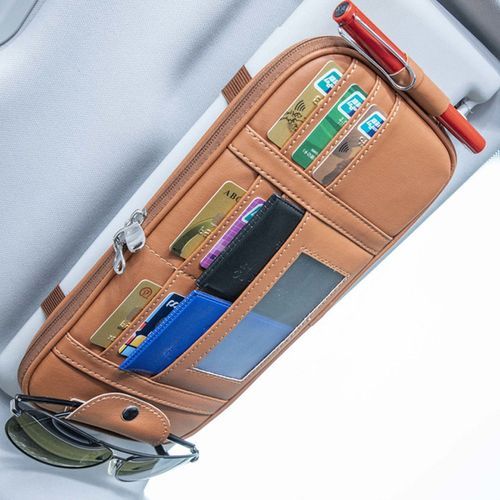 Car Sun Visor Organizer Auto Accessories Organizer (Brown)