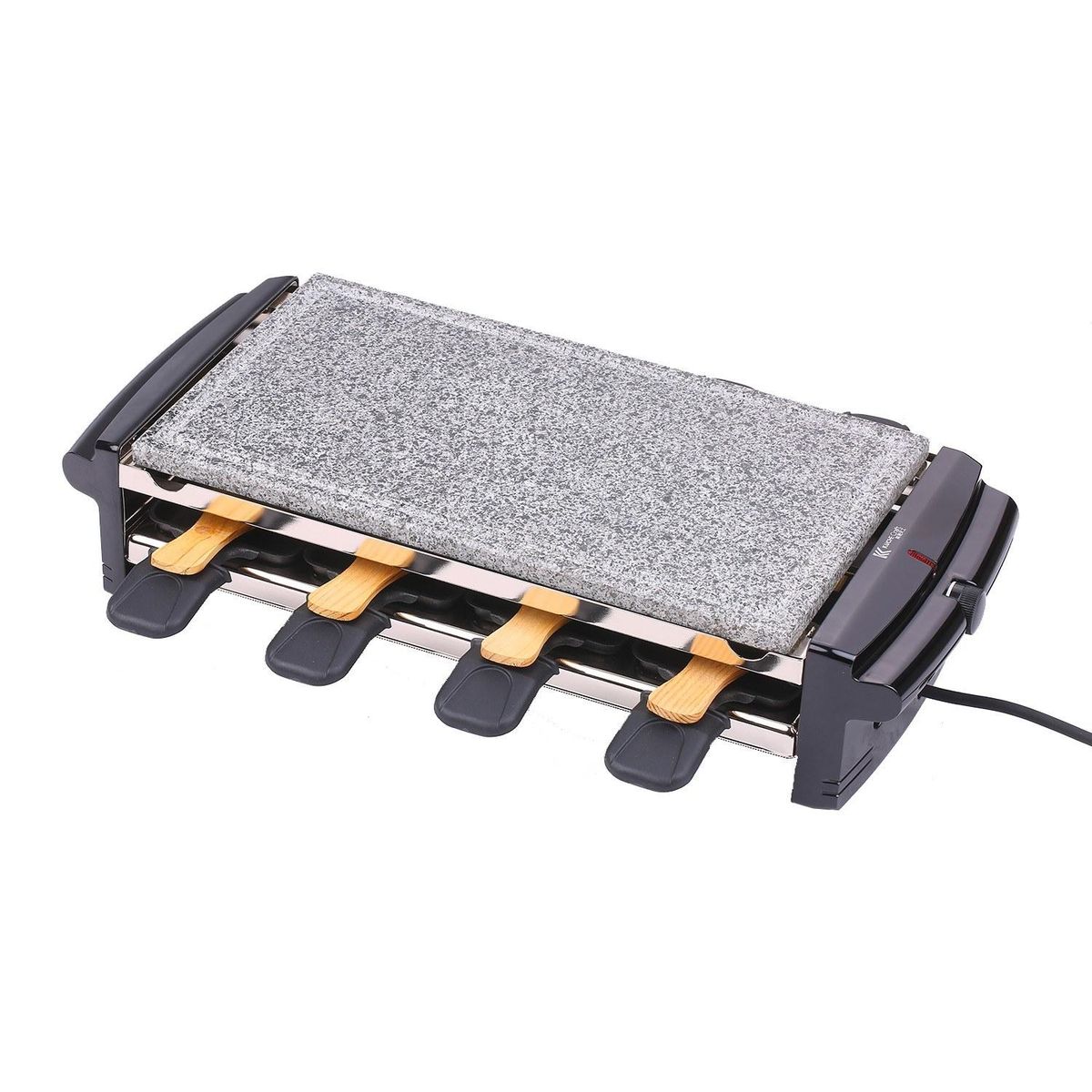 Pan Fry Stone Grill Electric Smokeless BBQ Nonstick Barbecue Multifunctional Fry Stone Grill Hot Stone Cooking with 8 Baking Pans for Household and Outdoors EU Plug