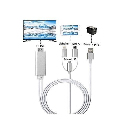 3-in-1 Hdtv Cable Usb To Hdmi Type C With Lightning Connector-3m