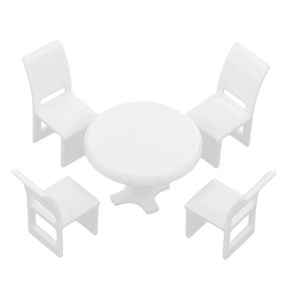 5pcs/Set Plastic Miniature Table Chair Model Sand Table Board Diorama