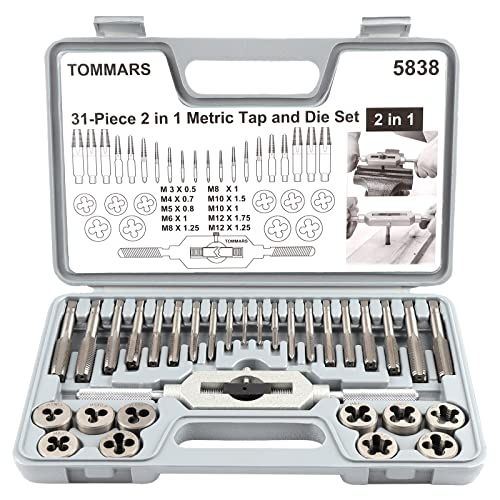 TOMMARS 31Pc 2 In 1 Metric Tap And Die Set M3 M4 M5 M6 M8 M1