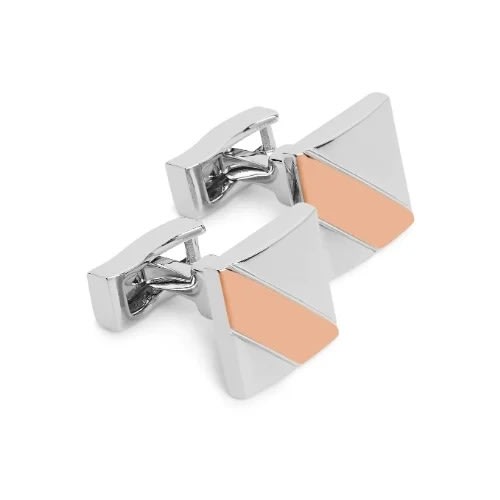 T.M Lewin Square Cufflinks- Silver And Rose Gold