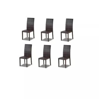 Leather Dinning Chair - Brown - Set Of 6