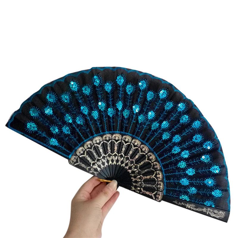 Held Practical Lace Gift Fan Folding Dance Fans Hand #0509 Wedding Silk Pattern Home Drop For Party Flower Spanish 2020 Craft
