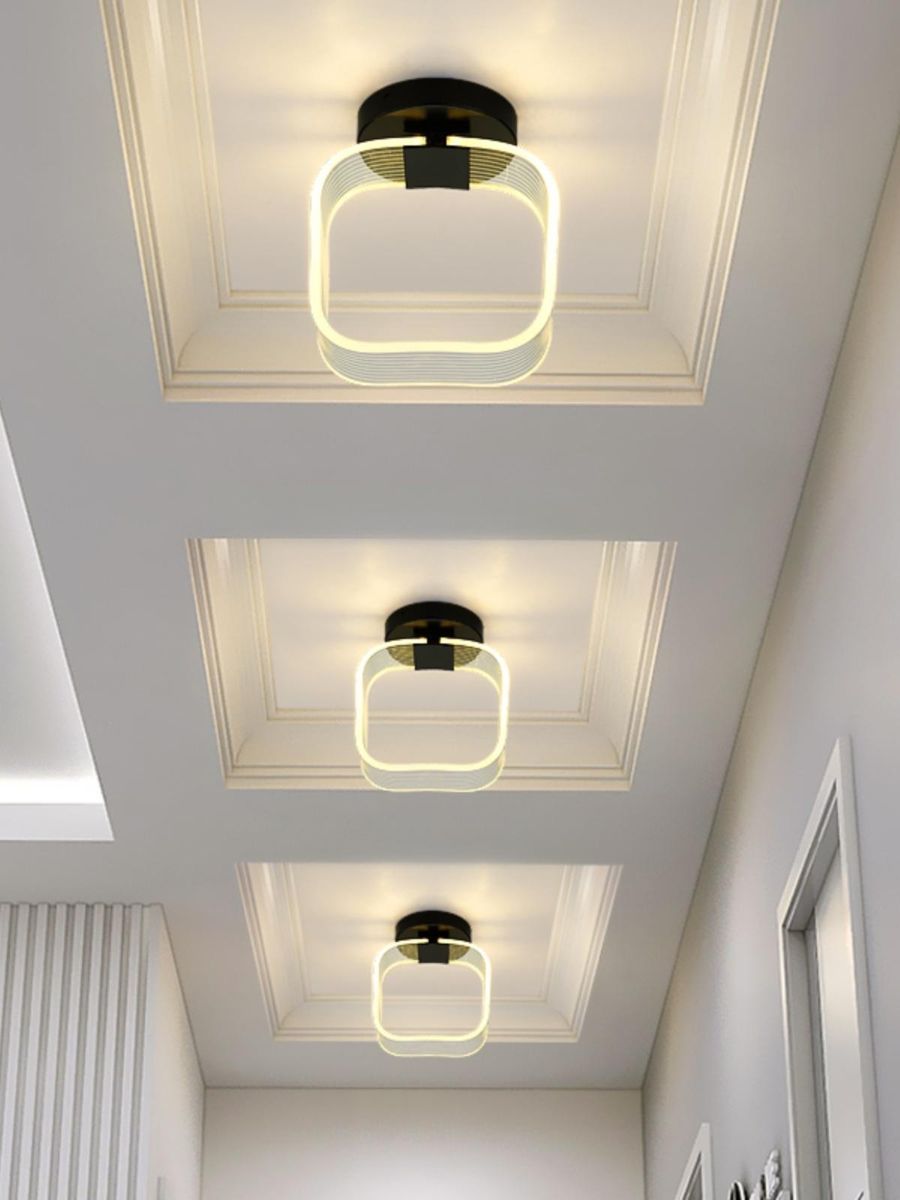 Modern minimalistic LED ceiling light for passage in the corridor