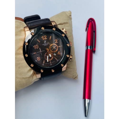 Leather Wristwatch + Free Pen