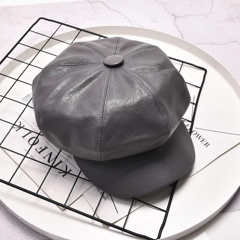 PU Faux Leather sboy Caps Women sboy Gatsby Cap Octagonal Baker Peaked Beret Driving Hat Female Hats er Tour cap