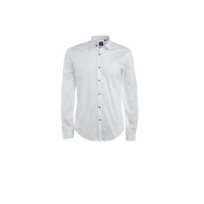 Shirt With Black Button For Men - White