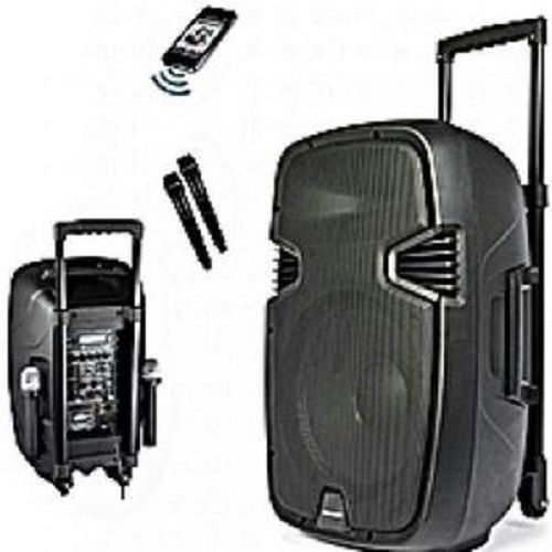 15'' Bluetooth Rechargeable Public Address System With 2 Wireless Microphones,SD Port,FM Radio,USB Port