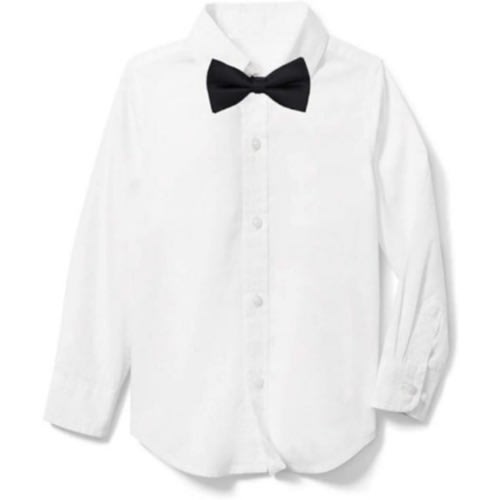 Unisex Dress Shirt With Matching Bowtie For Kids - White/ Black