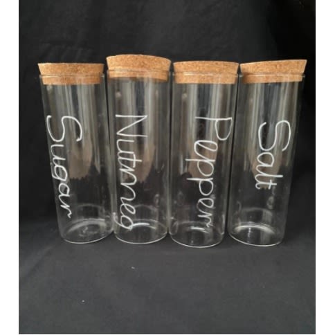 Glass  Storage Jar With Cork Cover - 4Pieces Set