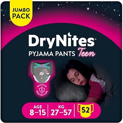 Drynites Bedwetting Pants For Girls - Sizes 8-15 Years - 52pants