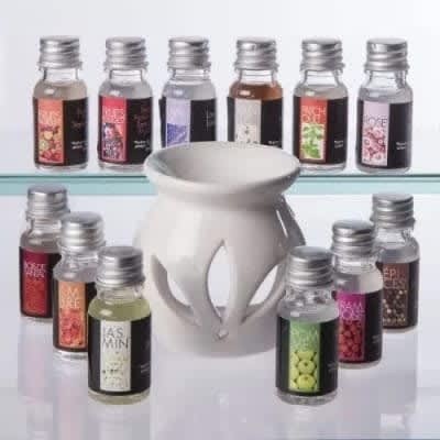 Fragrance Oil Burner With 12 Bottles Scented Oil - 10ml