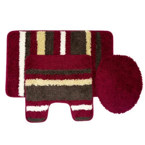 3 Pcs Stripped Bath Mat