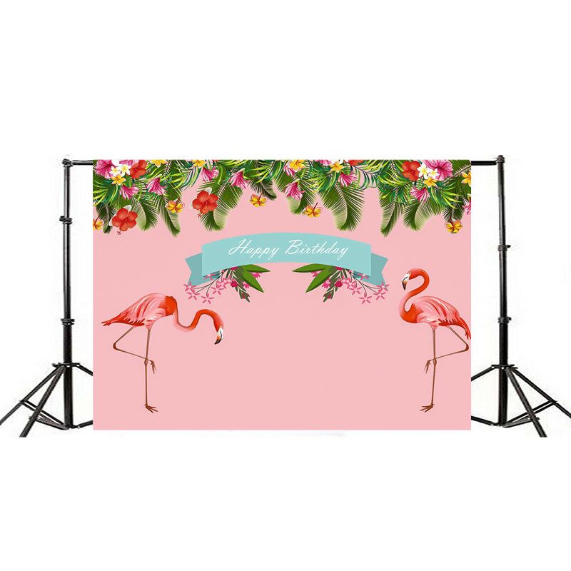 7ft 5ft Tropical Flamingo Birthday Vinyl Studio Backdrop