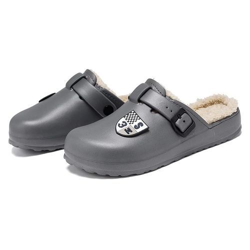 Unisex Loafers Clogs Slip-On Shoes Slides - Fur Grey