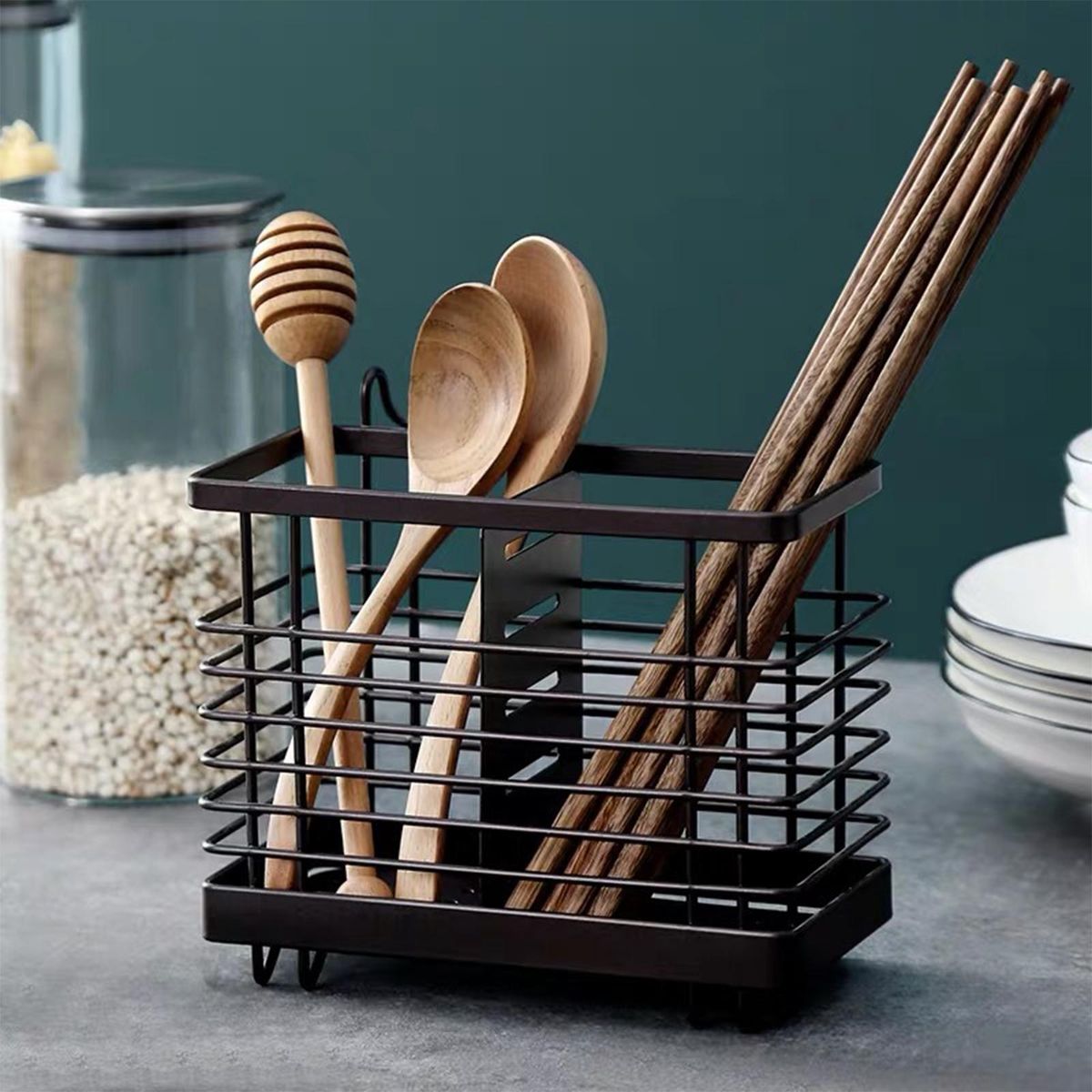 Multifunctional Kitchen Utensil Caddy Drying Rack For Countertop