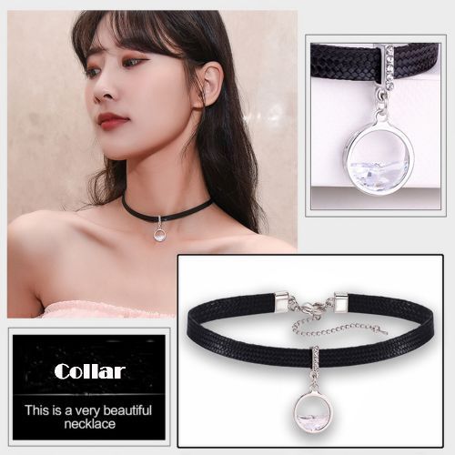 Ladies Necklace Black Neckband Clavicle Chain Women's Personality Choker J