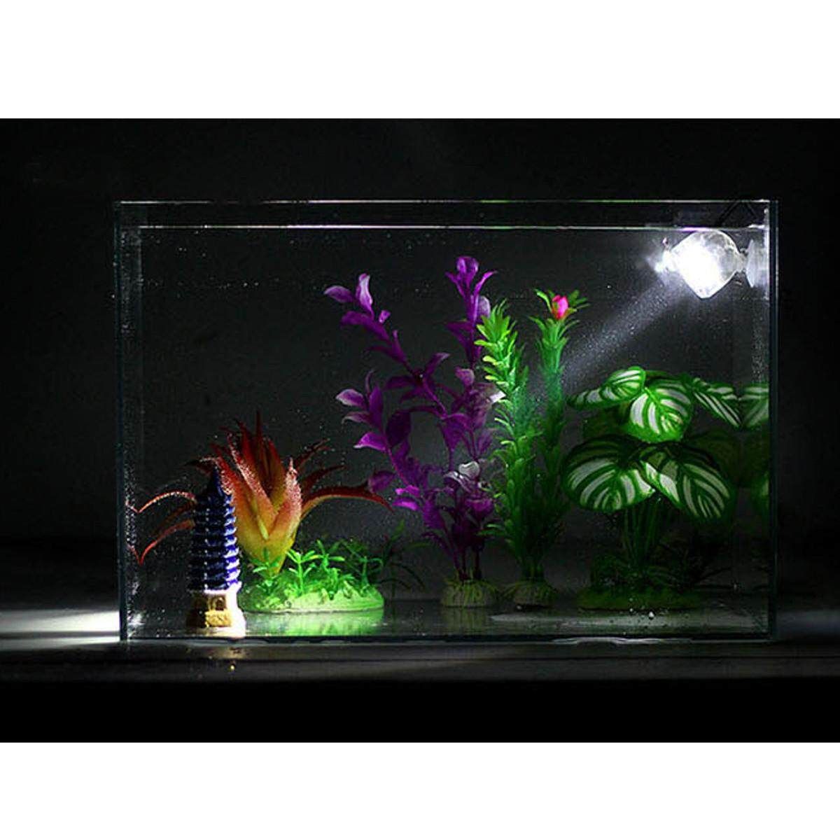 LED Waterproof Spotlight Submersible Aquarium Fish Tank Diving Light Lamp Decor # Green White Light