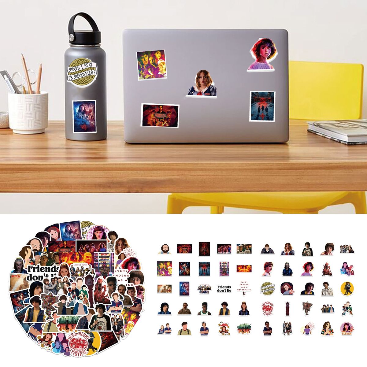 50PcsSet Stranger Things Stickers Cartoon Graffiti Decals