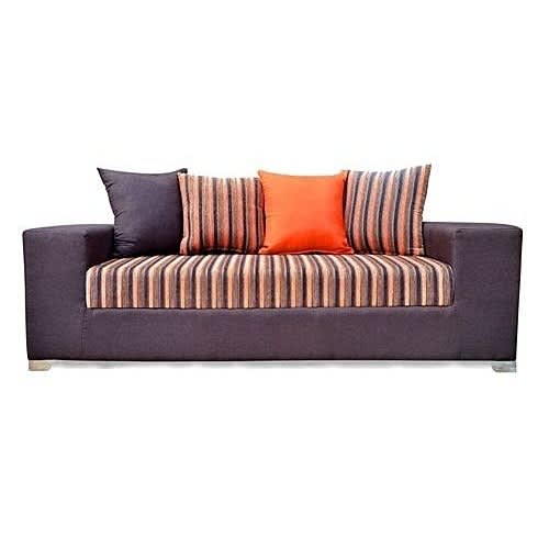 Pawafu Stripe 3 Seater Sofa - Brown And Orange