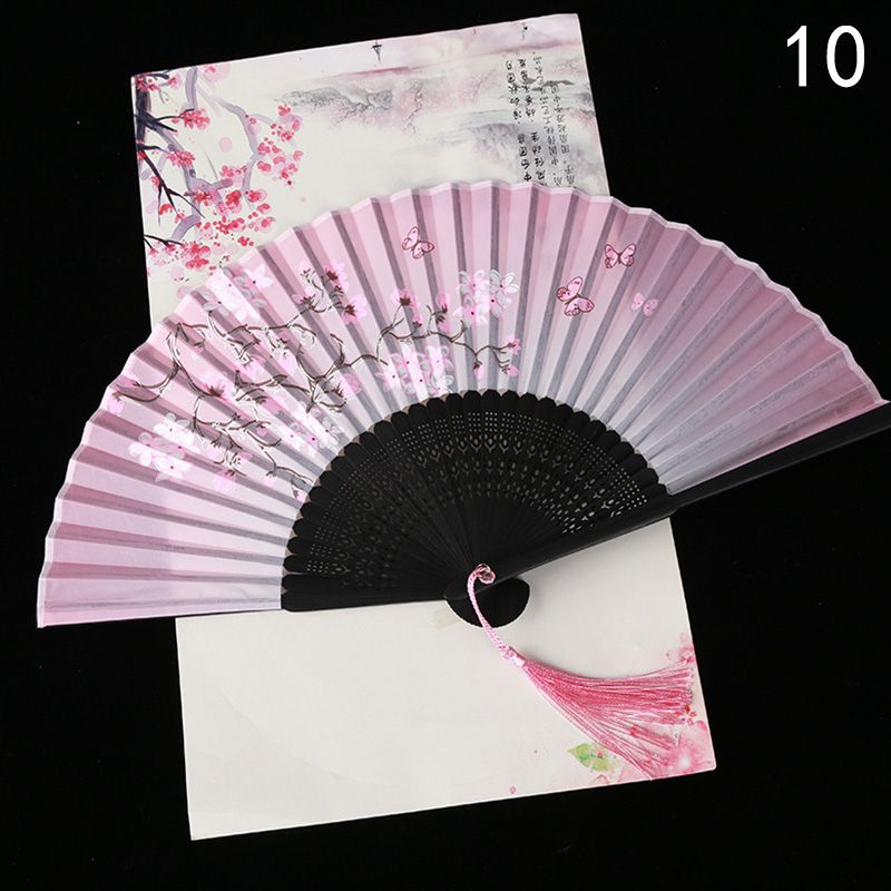 Retro Fan Hand Crafts Japanese Decoration Art Fans Cloth Fan Style Bamboo Fans Chinese Vintage Ancient Printed Dance Folding