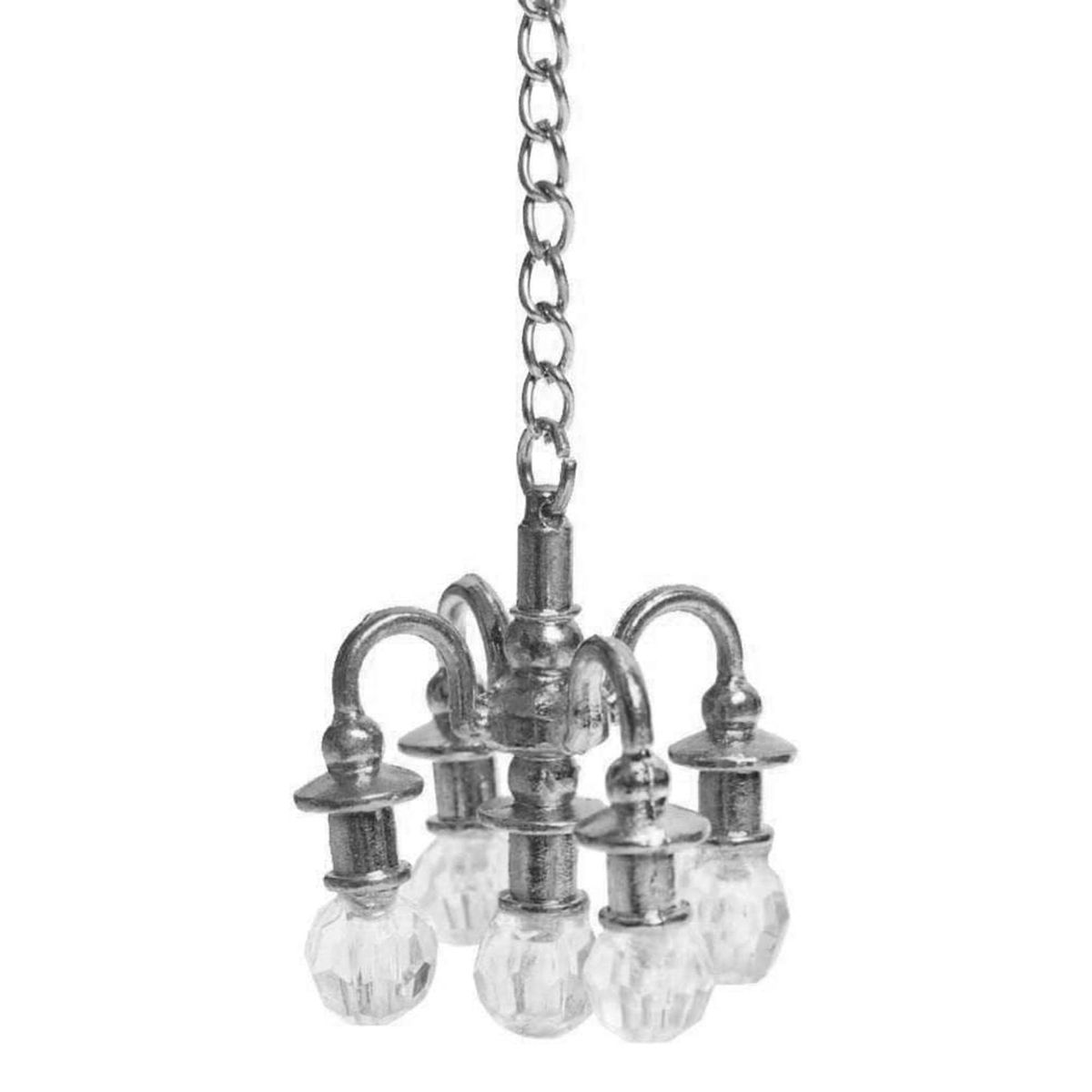 1 12 Dollhouse Miniature Mini Crystal Lamp for 1/12 Dollhouse Decor Simulation Chandelier Can Not Light Silver