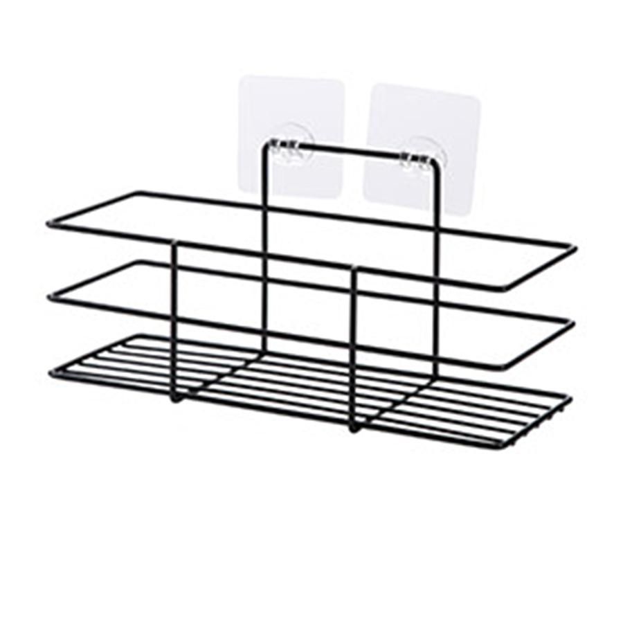 Bathroom Storage Racks Kitchen Paste Type Storage Shelf Condiment Toiletries Organizer For Home Kitchen Black