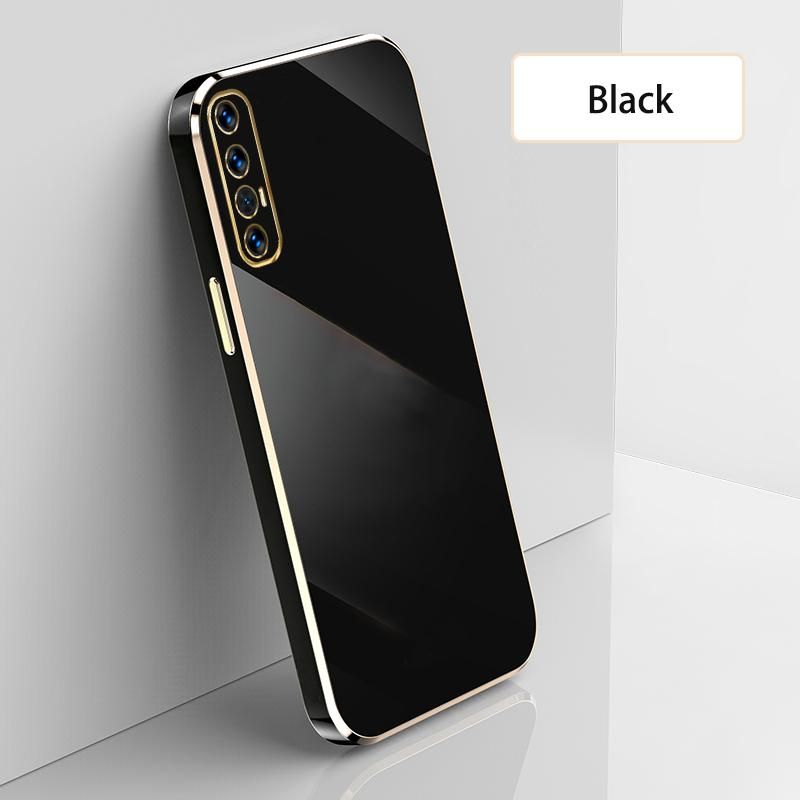Ultra Thin Plating Phone Case for OPPO Reno3 Pro Lens Protection soft Phone Back Cover-Black