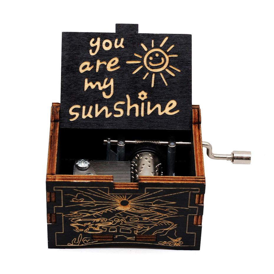 Theme Music Box Wooden Hand Crank Music Box Birthday Valentine's Day Gift-You My Sunshine