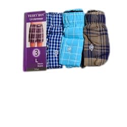 Boys Plaid Woven Boxers -colour May Vary- 3 In 1 Pack