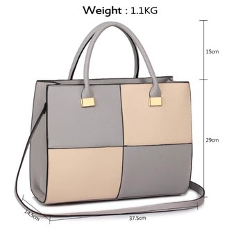 Tote Handbag - Grey  Nude