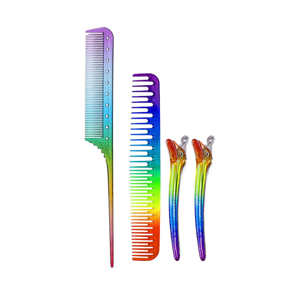 4Pcs/Set Hairdressing Combs Rainbow Massage Comb Set  Fine