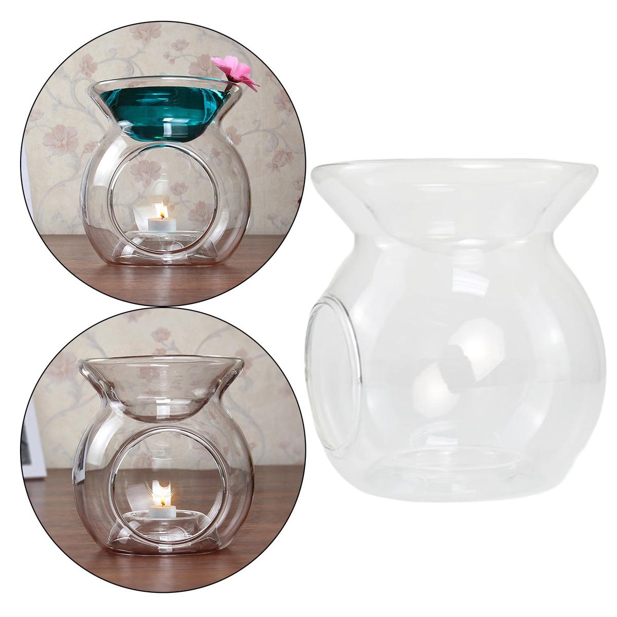 Home Decor Glass Candle   Holder Concave Bottom