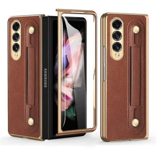 Hinge Protective Case 5g For Samsung Galaxy Z Fold 3 - Brown