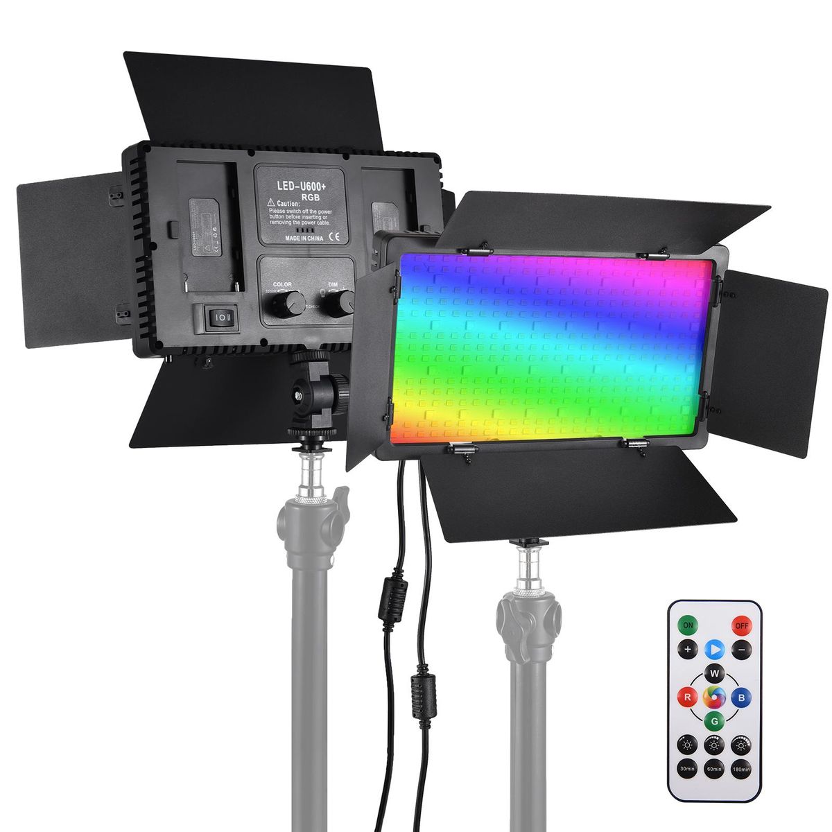 Bi-color RGB Photography Light 36W LED Light Panel 352pcs LED Beads 3200K-5600K Dimmable DC/NP Series Battery Powered with Metal Barndoors Remote Controller