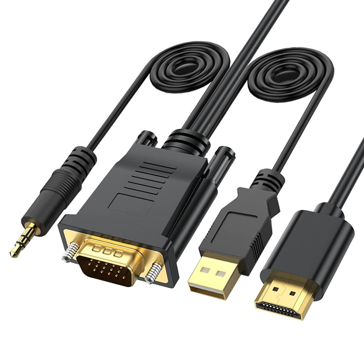 Video Adapter Cable VGA to HDMI-compatible PC Monitor Video Cable