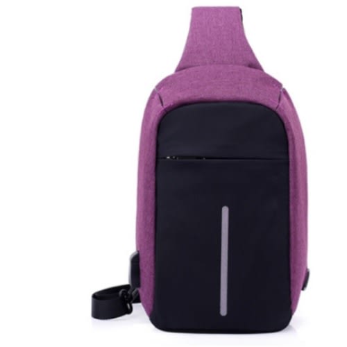 Anti Theft Shoulder Bag With Usb Charging Port - Purple