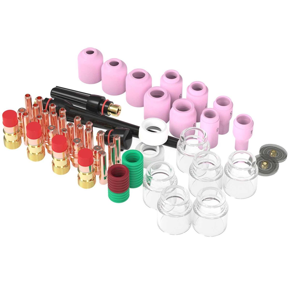 71Pcs Stubby Gas Lens Glass Cups O-rings Collets Gas Nozzles Kit for WP-17/18/26 TIG Welding Torch