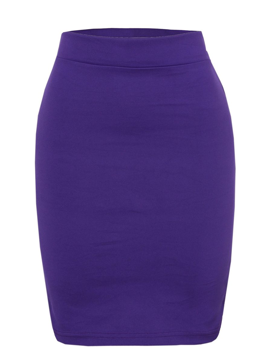 Fitted Bodycon Midi Skirt - Purple