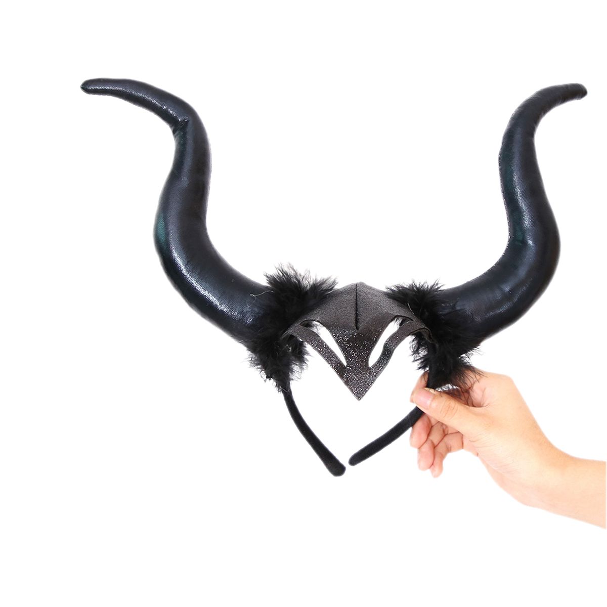 Halloween Black Long Horns Cosplay Costume Queen Horns Hat