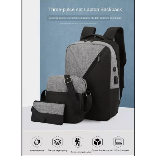 Set Of Waterproof Travel Bag With USB Cable - Grey