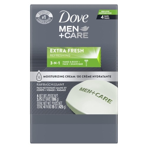 Men+care Extra Fresh 3 In 1 Cleanser Bar Soap For Body Face And Shaving - 4 Bars x 425g