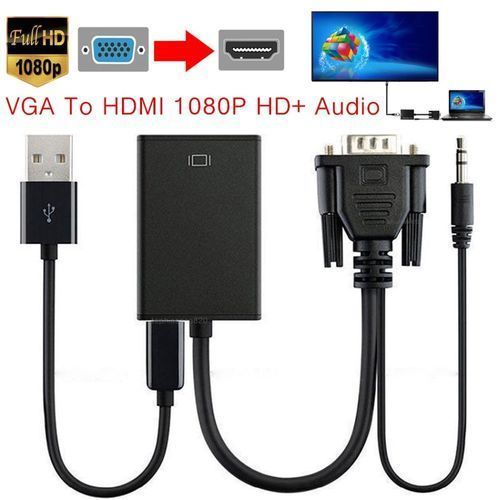 VGA HDMI Converter Adapter Cable With Audio Output 1080P VGA HDMI Adapter PC Laptop To HDTV Projector
