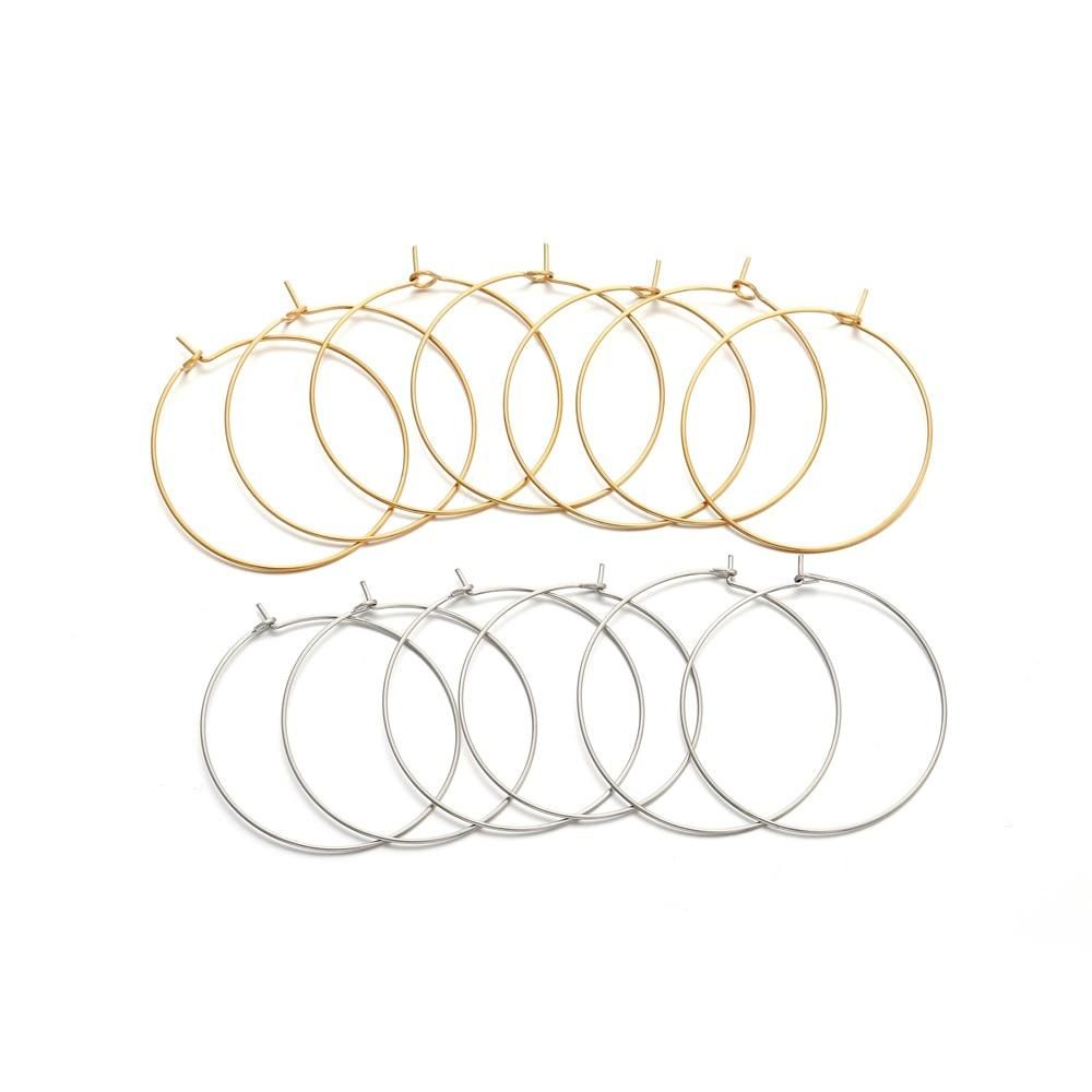20pcs/lot Gold Stainless Steel Big Circle Wire Hoops Loop Earrings High Quality for DIY Dangle Earring Jewelry Making Supplies