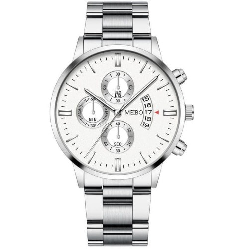 Studded Men Unisex Wrist Watch- Silver