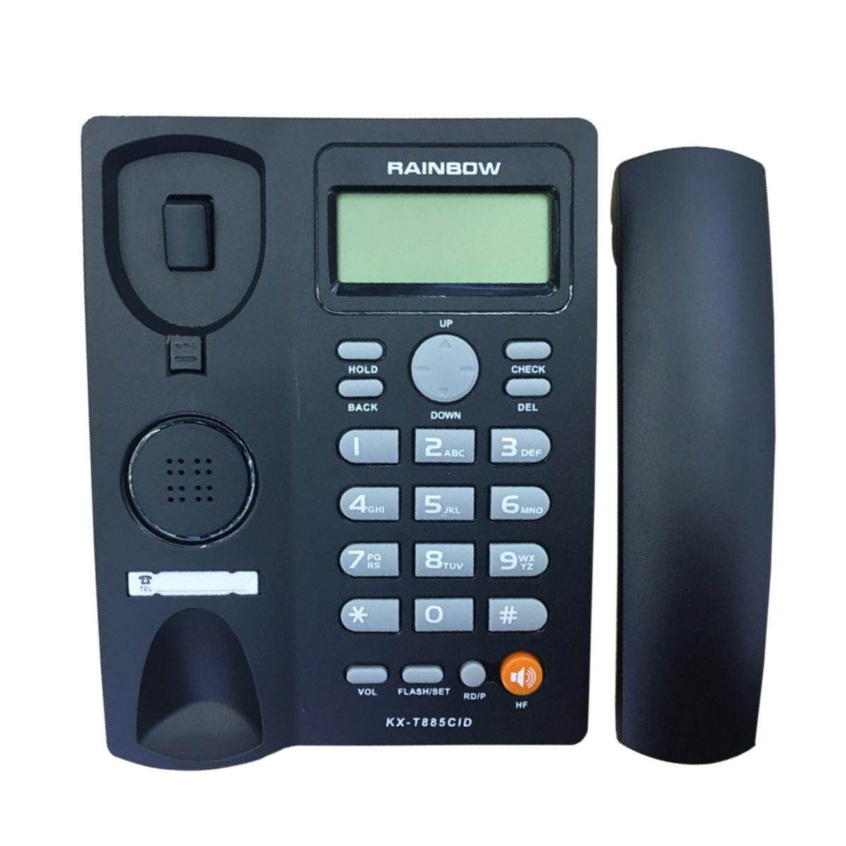 Black Desktop Home Wall Mount Office Corded Phone Caller Id Telephone Clock Black