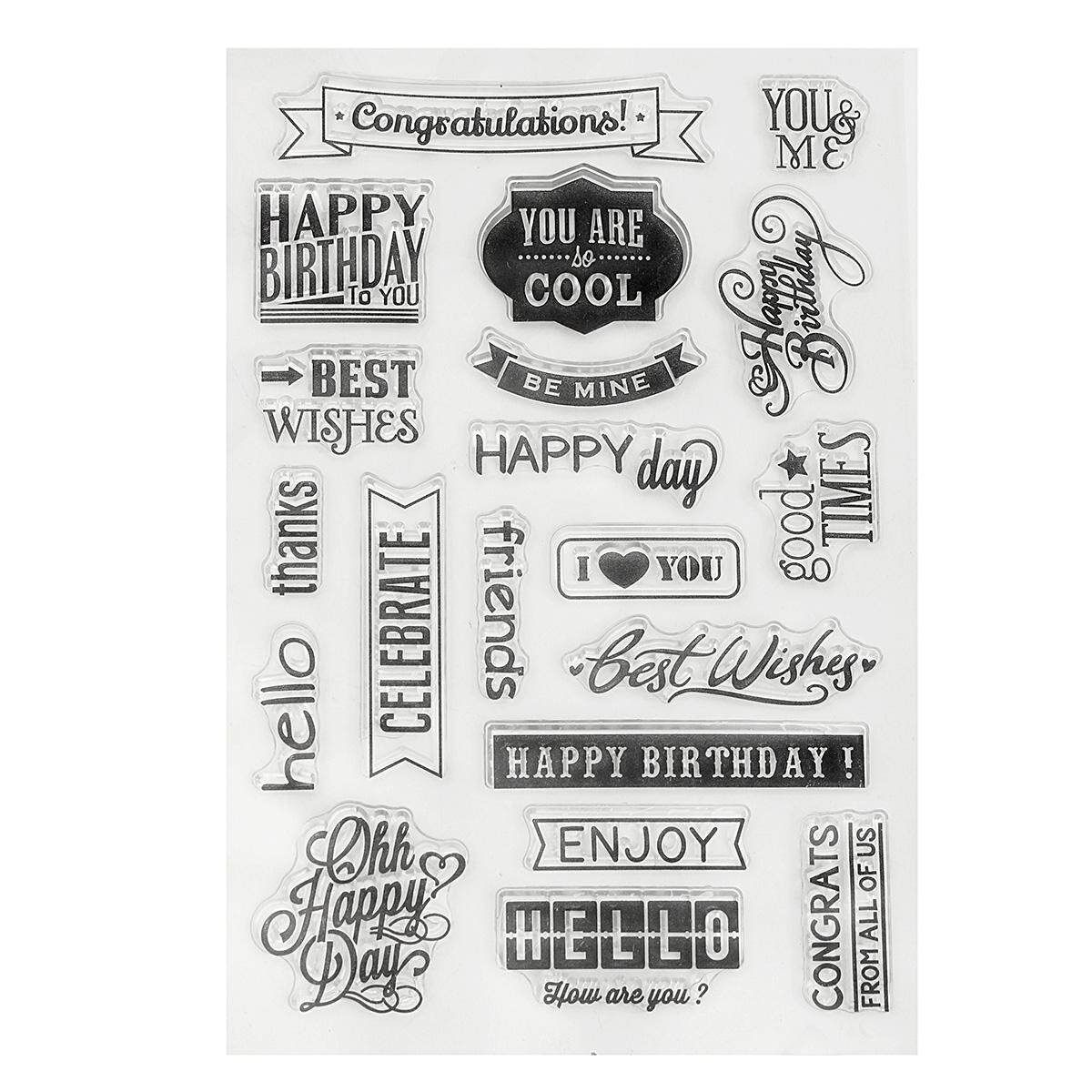Happy Birthday Silicone Clear Stamp DIY Scrapbooking Decorating Gift Sheet
