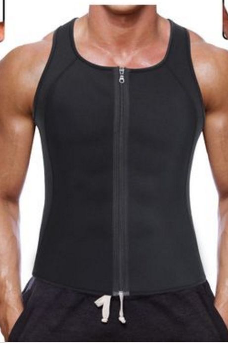 US Men's Slimming Neoprene Vest Sweat Shirt Body Shaper Waist Trainer Shapewear(#Black) SHA